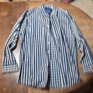 Navy and Beige Striped Men's Casual Shirt